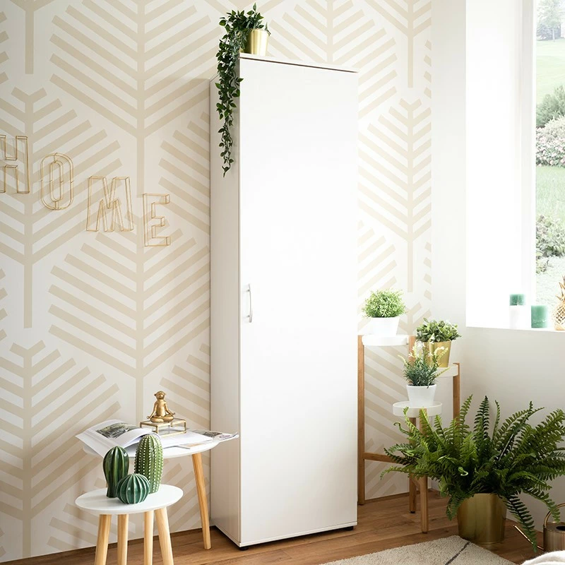 Armoire 1 porte 6 niveaux blanc Armoire 1 Porte 6 Niveaux Blanc -Ledepot-bailleul Soldes Magasin armoire 1 porte 6 niveaux andy blanc