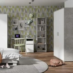 Armoire 2 Portes Blanc Et Gris Soma -Ledepot-bailleul Soldes Magasin armoire 2 portes blanc et gris soma 3