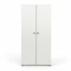 Demeyere Armoire 2 Portes Penderie + Lingère Izzy Blanc Et Bois -Ledepot-bailleul Soldes Magasin armoire 2 portes penderie lingere izzy blanc bois