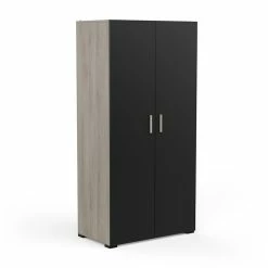 Demeyere Armoire 2 Portes Penderie + Lingère Izzy Noir Et Bois