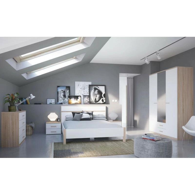 Armoire 3 portes coloris blanc et naturel Lena Demeyere Armoire 3 Portes Coloris Blanc Et Naturel Lena -Ledepot-bailleul Soldes Magasin armoire 3 portes coloris blanc et naturel lena 1