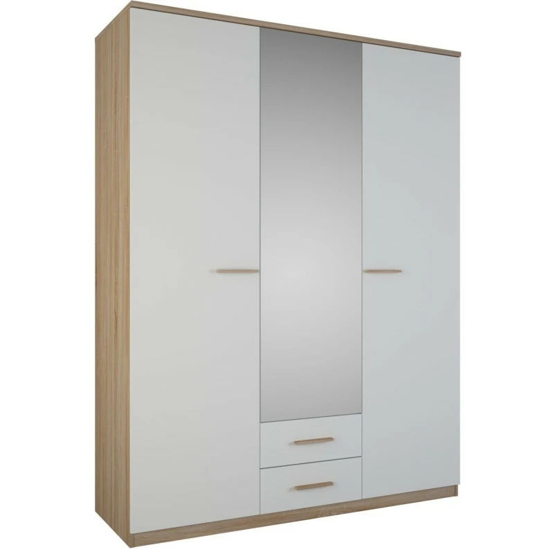 Armoire 3 portes coloris blanc et naturel Lena Demeyere Armoire 3 Portes Coloris Blanc Et Naturel Lena -Ledepot-bailleul Soldes Magasin armoire 3 portes coloris blanc et naturel lena