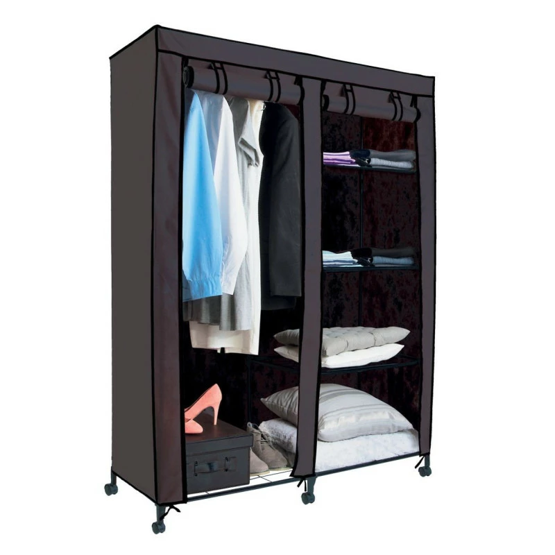 Armoire de rangement 4 étagères et 1 penderie gris en tissu Armoire De Rangement 4 étagères Et 1 Penderie Gris En Tissu -Ledepot-bailleul Soldes Magasin armoire de rangement 4 etageres et 1 penderie gris en tissu 1