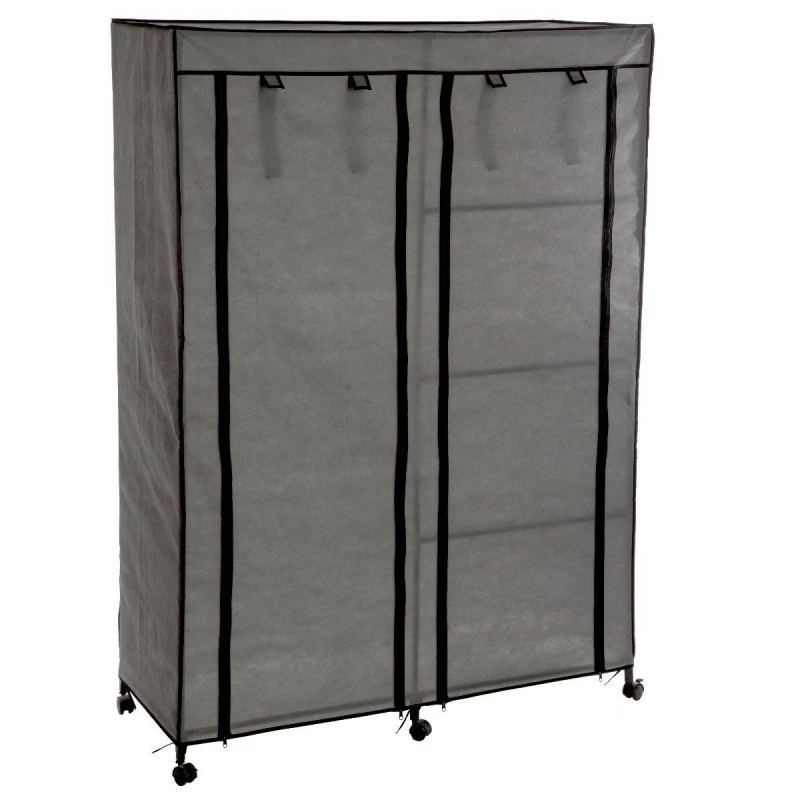 Armoire de rangement 4 étagères et 1 penderie gris en tissu Armoire De Rangement 4 étagères Et 1 Penderie Gris En Tissu -Ledepot-bailleul Soldes Magasin armoire de rangement 4 etageres et 1 penderie gris en tissu