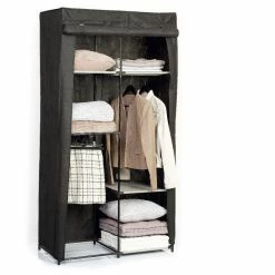 Armoire Modulable 3 Penderies / 5 étagères Noir 5Five 4 Armoire Modulable 3 Penderies / 5 étagères Noir 5Five -Ledepot-bailleul Soldes Magasin armoire penderie 3 etageres noir 2