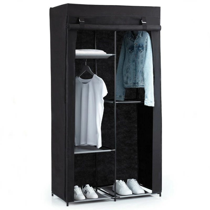 Armoire modulable 3 penderies / 5 étagères noir 5Five Armoire Modulable 3 Penderies / 5 étagères Noir 5Five -Ledepot-bailleul Soldes Magasin armoire penderie 3 etageres noir