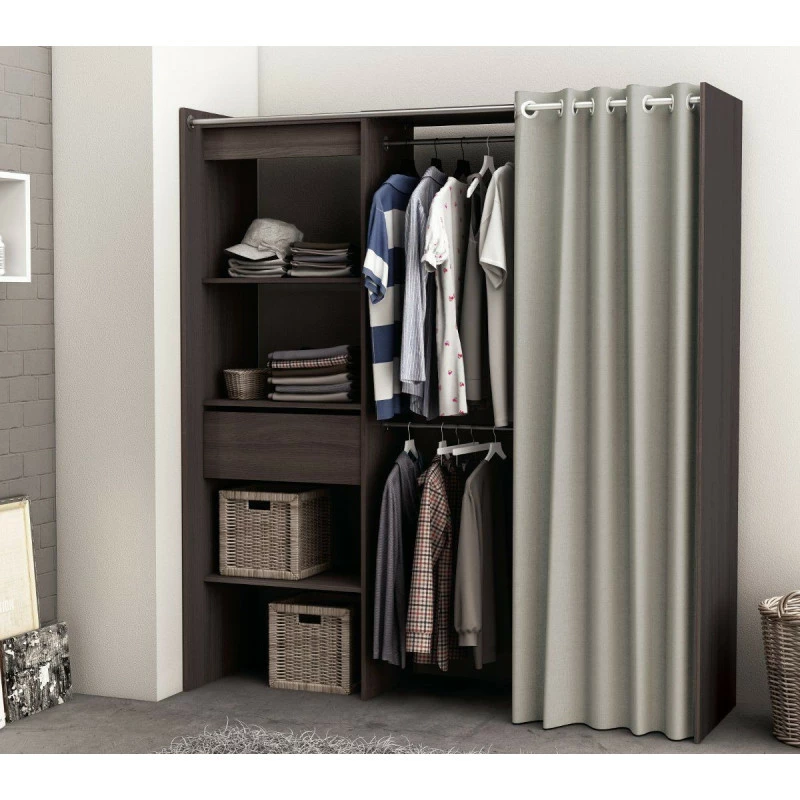 Armoire/Placard extensible SEATTLE avec rideau chêne vulcano Demeyere Armoire/Placard Extensible SEATTLE Avec Rideau Chêne Vulcano -Ledepot-bailleul Soldes Magasin armoire placard extensible seattle avec rideau chene vulcano 3