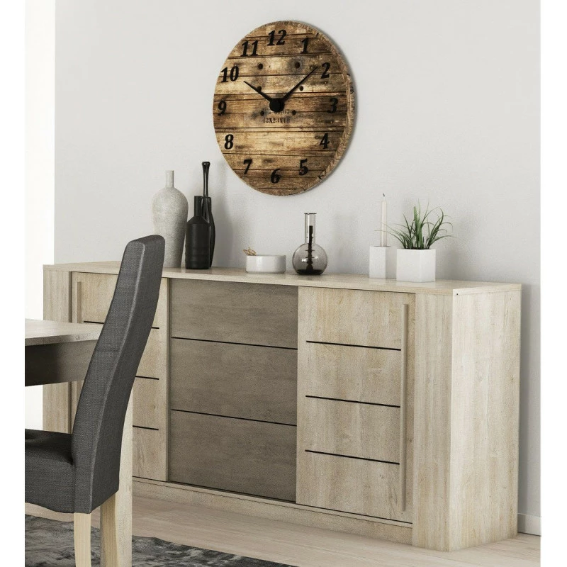 Bahut 3 tiroirs + 2 portes CANNES chêne champagne/béton clair Demeyere Bahut 3 Tiroirs + 2 Portes CANNES Chêne Champagne/béton Clair -Ledepot-bailleul Soldes Magasin bahut 3 tiroirs 2 portes cannes chene champagne beton clair 1