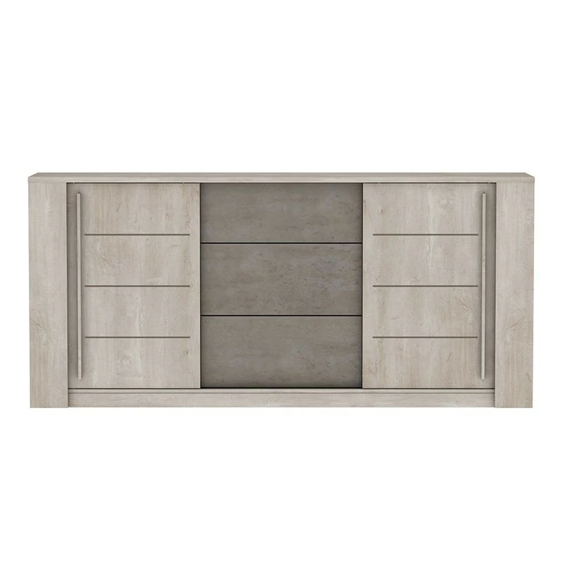 Bahut 3 tiroirs + 2 portes CANNES chêne champagne/béton clair Demeyere Bahut 3 Tiroirs + 2 Portes CANNES Chêne Champagne/béton Clair -Ledepot-bailleul Soldes Magasin bahut 3 tiroirs 2 portes cannes chene champagne beton clair 2