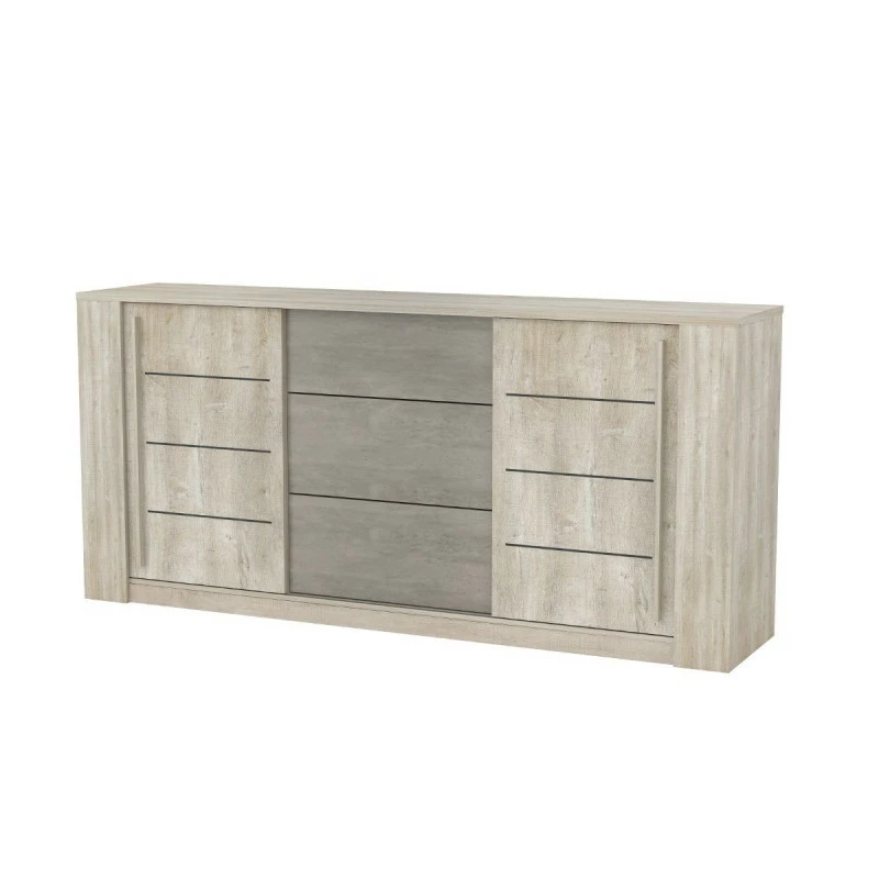 Bahut 3 tiroirs + 2 portes CANNES chêne champagne/béton clair Demeyere Bahut 3 Tiroirs + 2 Portes CANNES Chêne Champagne/béton Clair -Ledepot-bailleul Soldes Magasin bahut 3 tiroirs 2 portes cannes chene champagne beton clair