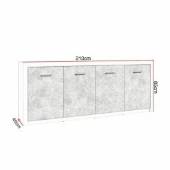 Bahut 4 Portes Blanc Et Gris Béton Gent -Ledepot-bailleul Soldes Magasin bahut 4 portes blanc gris beton gent 3