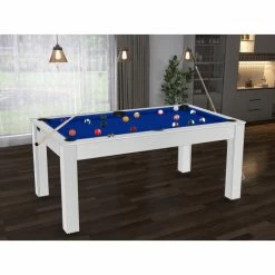 Billard Texas 6 Pieds - Coloris Blanc Boisé Tapis Bleu -Ledepot-bailleul Soldes Magasin billard texas 6 pieds coloris blanc boise tapis bleu 2