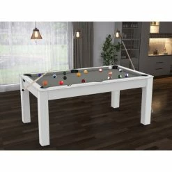 Billard Texas 6 Pieds - Coloris Blanc Laqué / Tapis Gris 4 Billard Texas 6 Pieds - Coloris Blanc Laqué / Tapis Gris -Ledepot-bailleul Soldes Magasin billard texas 6 pieds coloris blanc laque tapis gris 2