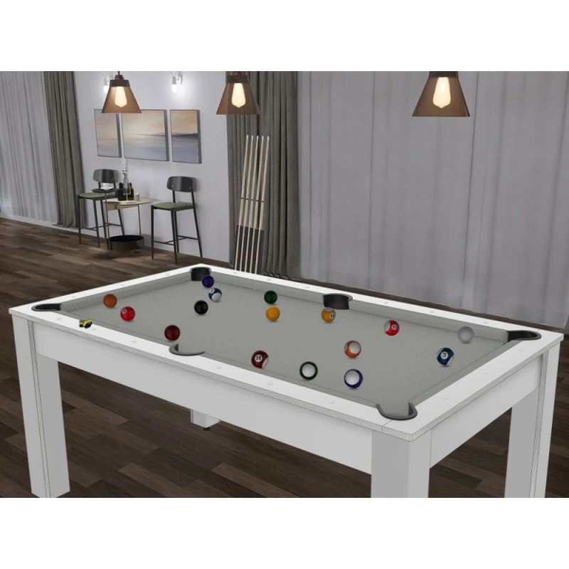 Billard Texas 6 pieds - Coloris blanc laqué / tapis gris Billard Texas 6 Pieds - Coloris Blanc Laqué / Tapis Gris -Ledepot-bailleul Soldes Magasin billard texas 6 pieds coloris blanc laque tapis gris 6