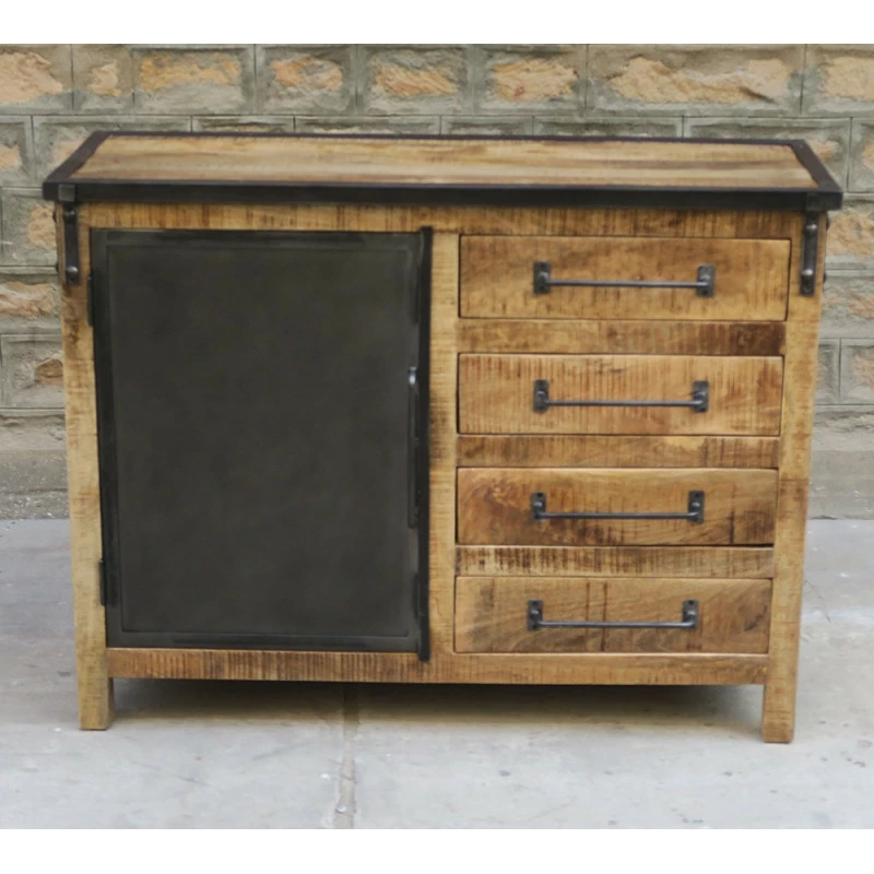 Buffet 1 porte 4 tiroirs bois de manguier et métal Buffet 1 Porte 4 Tiroirs Bois De Manguier Et Métal -Ledepot-bailleul Soldes Magasin buffet 1 porte 4 tiroirs bois de manguier et metal 1