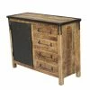 Buffet 1 Porte 4 Tiroirs Bois De Manguier Et Métal