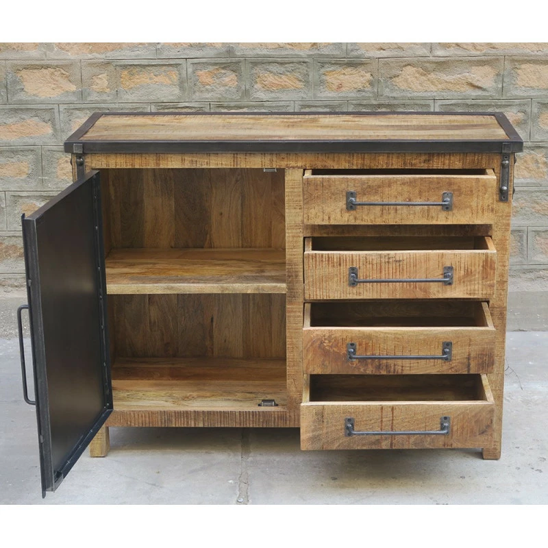Buffet 1 porte 4 tiroirs bois de manguier et métal Buffet 1 Porte 4 Tiroirs Bois De Manguier Et Métal -Ledepot-bailleul Soldes Magasin buffet 1 porte 4 tiroirs bois de manguier et metal 2