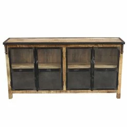 Buffet 4 Portes En Bois Massif Et Métal