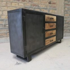 Buffet Métal Et Bois Jodhpur 2 Portes 4 Tiroirs -Ledepot-bailleul Soldes Magasin buffet metal et bois jodhpur 2 portes 4 tiroirs 2