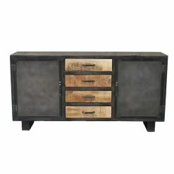 Buffet Métal Et Bois Jodhpur 2 Portes 4 Tiroirs