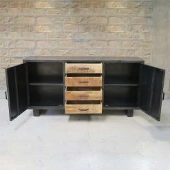 Buffet Métal Et Bois Jodhpur 2 Portes 4 Tiroirs -Ledepot-bailleul Soldes Magasin buffet metal et bois jodhpur 2 portes 4 tiroirs 3