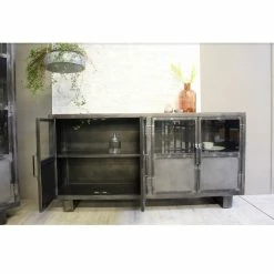 Buffet Métal Noir Jodhpur 4 Portes -Ledepot-bailleul Soldes Magasin buffet metal jodhpur portes inditime 2