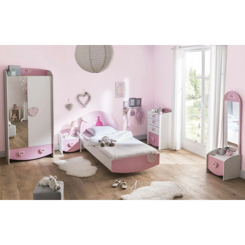 Bureau 1 tiroir Anastasia rose et blanc Demeyere Bureau 1 Tiroir Anastasia Rose Et Blanc -Ledepot-bailleul Soldes Magasin bureau 1 tiroir mulan rose et blanc 1