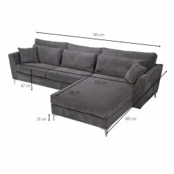 Canapé Angle Droit Isla Velours Côtelé Gris -Ledepot-bailleul Soldes Magasin canape angle droit gris isla 6