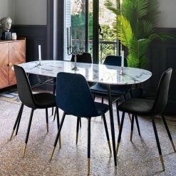 Chaise Velours Bleu Pieds Gold Tyka Atmosphera -Ledepot-bailleul Soldes Magasin chaise velours bleu gold tyka atmosphera 2