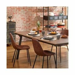 Chaise Vladi Effet Cuir Marron Atmosphera -Ledepot-bailleul Soldes Magasin chaise vladi effet cuir marron atmosphera 4