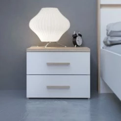 Demeyere Chevet 2 Tiroirs Blanc Et Naturel Lena 4 Demeyere Chevet 2 Tiroirs Blanc Et Naturel Lena -Ledepot-bailleul Soldes Magasin chevet 2 tiroirs blanc et naturel lena 2