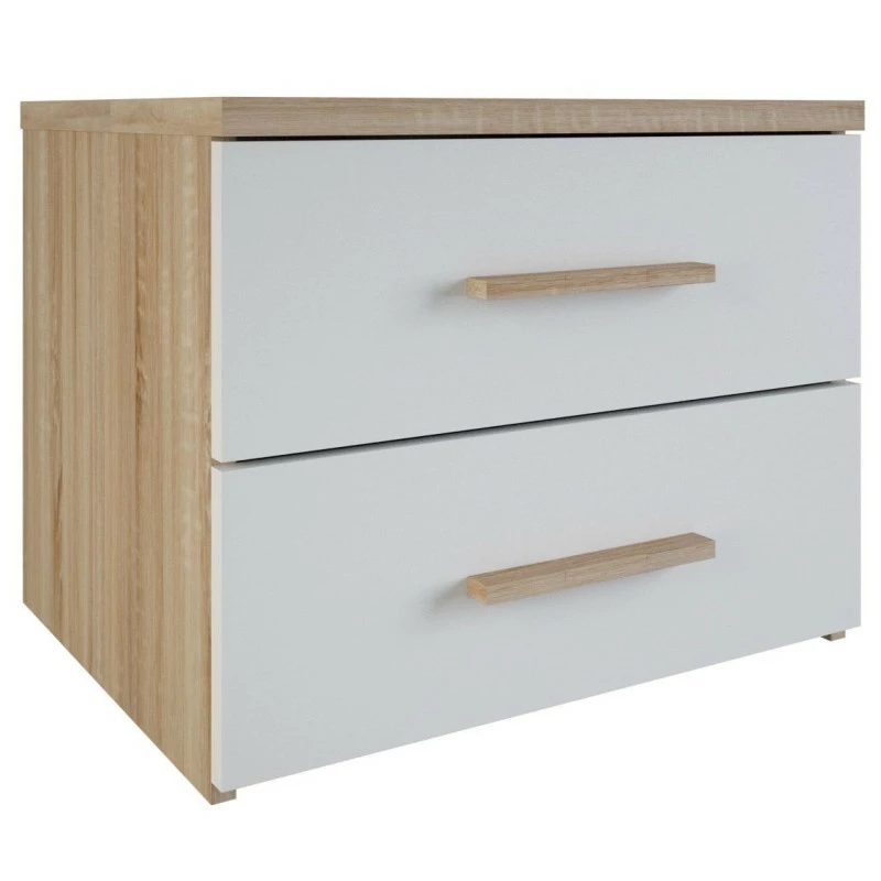 Chevet 2 tiroirs blanc et naturel Lena Demeyere Chevet 2 Tiroirs Blanc Et Naturel Lena -Ledepot-bailleul Soldes Magasin chevet 2 tiroirs blanc et naturel lena