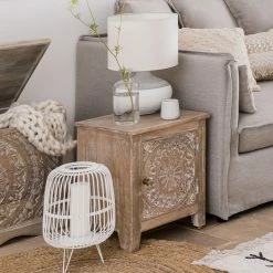 Chevet Shirel 1 Porte Bois Blanchi Atmosphera -Ledepot-bailleul Soldes Magasin chevet shirel 1 porte bois blanchi atmosphera 4