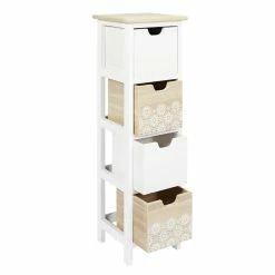 Chiffonnier 4 Tiroirs Chic Naturel Et Blanc -Ledepot-bailleul Soldes Magasin chiffonnier 4 tiroirs chic naturel et blanc 1 5