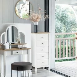 Chiffonnier Blanc 5 Tiroirs Solen Atmosphera -Ledepot-bailleul Soldes Magasin chiffonnier blanc 5 tiroirs solen atmosphera 1