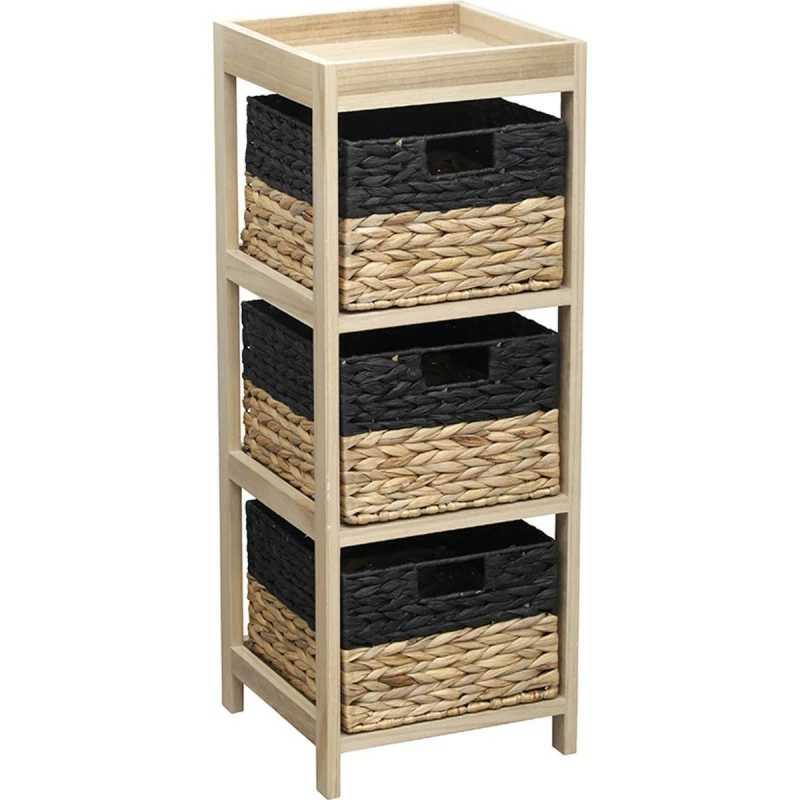 Chiffonnier en bois 3 paniers jacinthe naturel et noir Chiffonnier En Bois 3 Paniers Jacinthe Naturel Et Noir -Ledepot-bailleul Soldes Magasin chiffonnier bois 3 paniers jacinthe naturel et noir