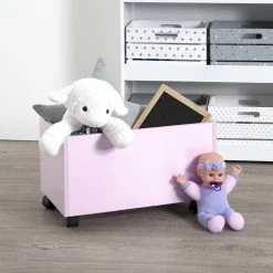 Coffre à Roulettes Pour Enfant Coloris Rose Atmosphera -Ledepot-bailleul Soldes Magasin coffre a roulettes pour enfant coloris rose 1