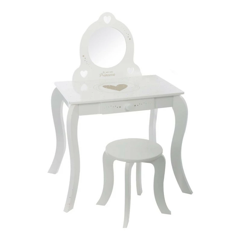 Coiffeuse avec tabouret enfant blanc Atmosphera Coiffeuse Avec Tabouret Enfant Blanc Atmosphera -Ledepot-bailleul Soldes Magasin coiffeuse avec tabouret pour enfant blanche