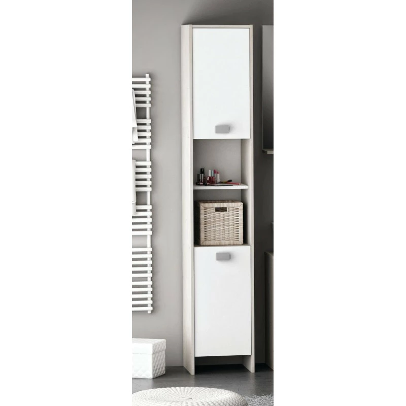 Colonne 2 portes HONOLULU blanc/chêne champagne Demeyere Colonne 2 Portes HONOLULU Blanc/chêne Champagne -Ledepot-bailleul Soldes Magasin colonne 2 portes honolulu blanc chene champagne 2