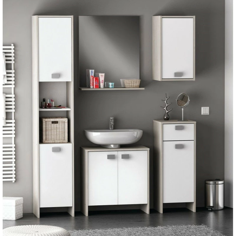 Colonne 2 portes HONOLULU blanc/chêne champagne Demeyere Colonne 2 Portes HONOLULU Blanc/chêne Champagne -Ledepot-bailleul Soldes Magasin colonne 2 portes honolulu blanc chene champagne 3