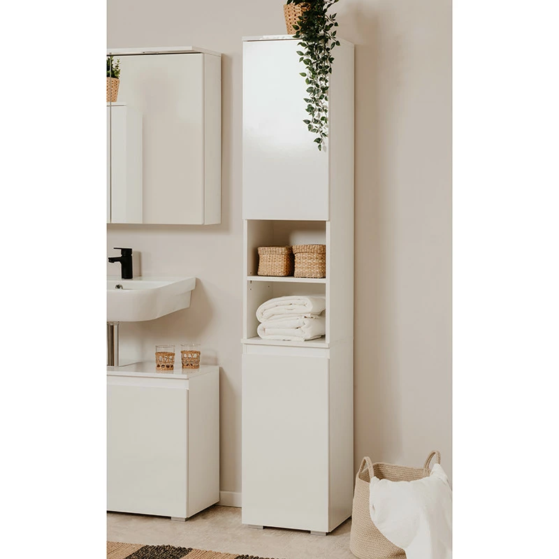 Colonne de salle de bain 2 portes Capetown blanc Colonne De Salle De Bain 2 Portes Capetown Blanc -Ledepot-bailleul Soldes Magasin colonne de salle de bain 2 portes capetown blanc 1