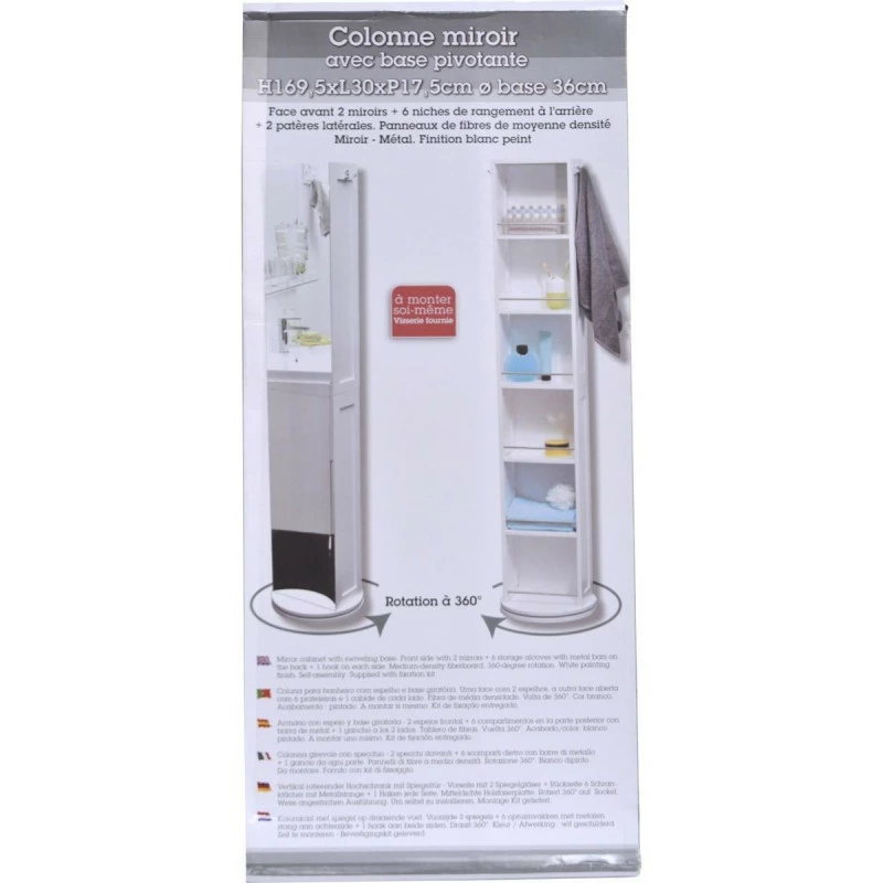 Colonne pivotante blanche avec miroir et niches Colonne Pivotante Blanche Avec Miroir Et Niches -Ledepot-bailleul Soldes Magasin colonne miroir base pivotante 2