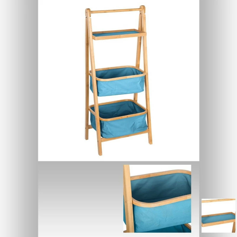 Colonne pliante 2 paniers bleus et 1 plateau en bambou Colonne Pliante 2 Paniers Bleus Et 1 Plateau En Bambou -Ledepot-bailleul Soldes Magasin colonne pliante 2 paniers bleus et 1 plateau en bambou 1