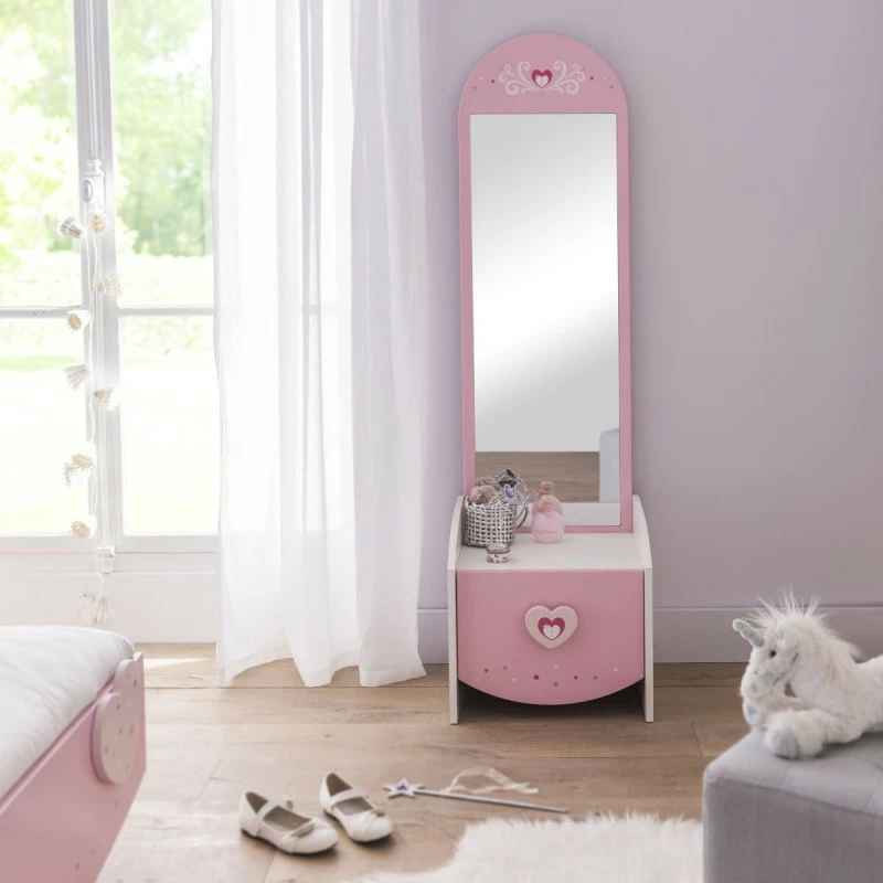 Commode enfant coiffeuse Anastasia blanche et rose Demeyere Commode Enfant Coiffeuse Anastasia Blanche Et Rose -Ledepot-bailleul Soldes Magasin commmode enfant coiffeuse mulan blanche et rose 2