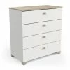 Demeyere Commode 4 Tiroirs Izzy Blanc Et Bois -Ledepot-bailleul Soldes Magasin commode 4 tiroirs izzy blanc bois