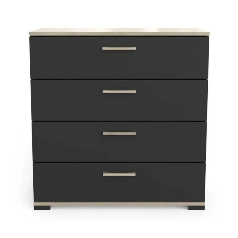 Commode 4 tiroirs Izzy noir et bois Demeyere Commode 4 Tiroirs Izzy Noir Et Bois -Ledepot-bailleul Soldes Magasin commode 4 tiroirs izzy noir et bois 1