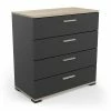 Demeyere Commode 4 Tiroirs Izzy Noir Et Bois -Ledepot-bailleul Soldes Magasin commode 4 tiroirs izzy noir et bois