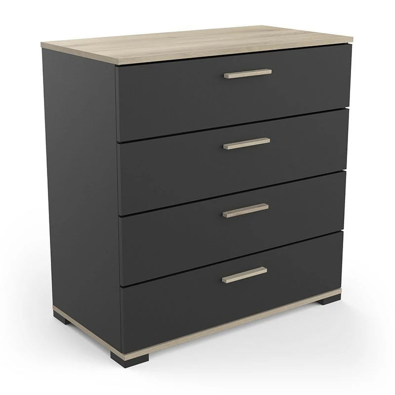 Commode 4 tiroirs Izzy noir et bois Demeyere Commode 4 Tiroirs Izzy Noir Et Bois -Ledepot-bailleul Soldes Magasin commode 4 tiroirs izzy noir et bois