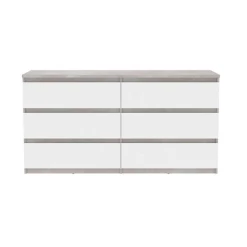 Commode 6 Tiroirs Chelsea Béton Gris Et Blanc -Ledepot-bailleul Soldes Magasin commode 6 tiroirs chelsea beton gris et blanc 2