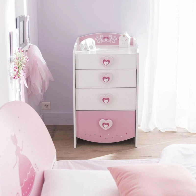 Commode enfant 4 tiroirs Anastasia rose et blanche Demeyere Commode Enfant 4 Tiroirs Anastasia Rose Et Blanche -Ledepot-bailleul Soldes Magasin commode enfant 4 tiroirs mulan rose et blanche 1